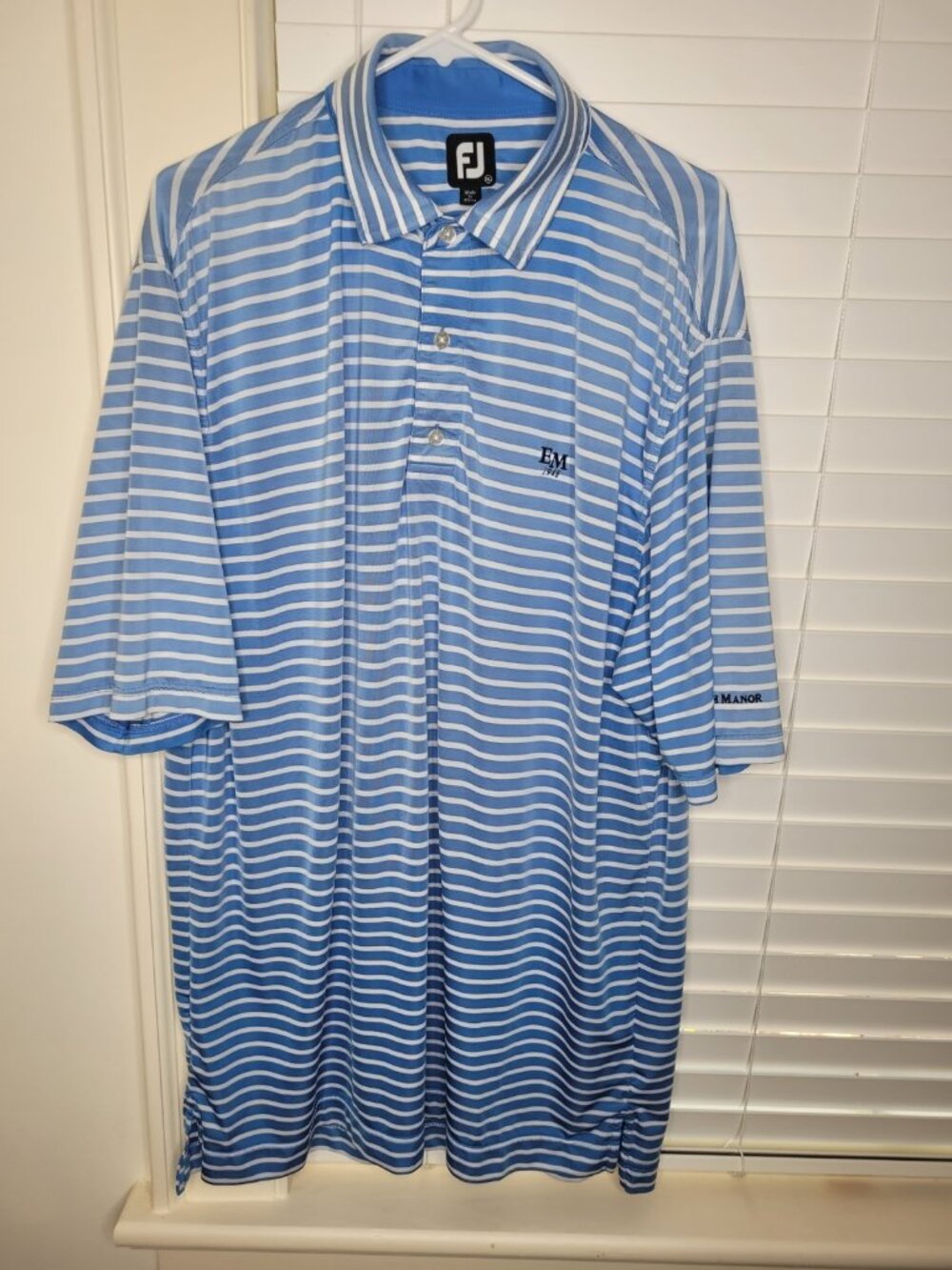 FootJoy FJ Golf Polo Mens XL Elizabeth Manor Golf Cc Embroidered Blue Stripe
